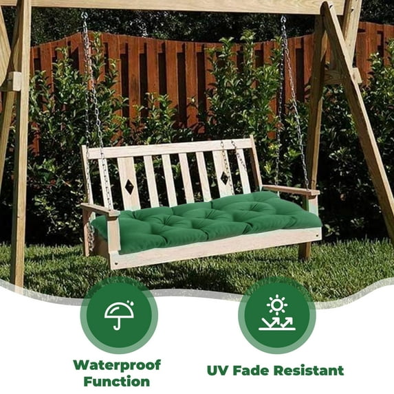 LCGOD Outdoor Bench Cushion 60x40x4 Inch Waterproof Swing Cushionsfor Patio Furniture - Dark Green