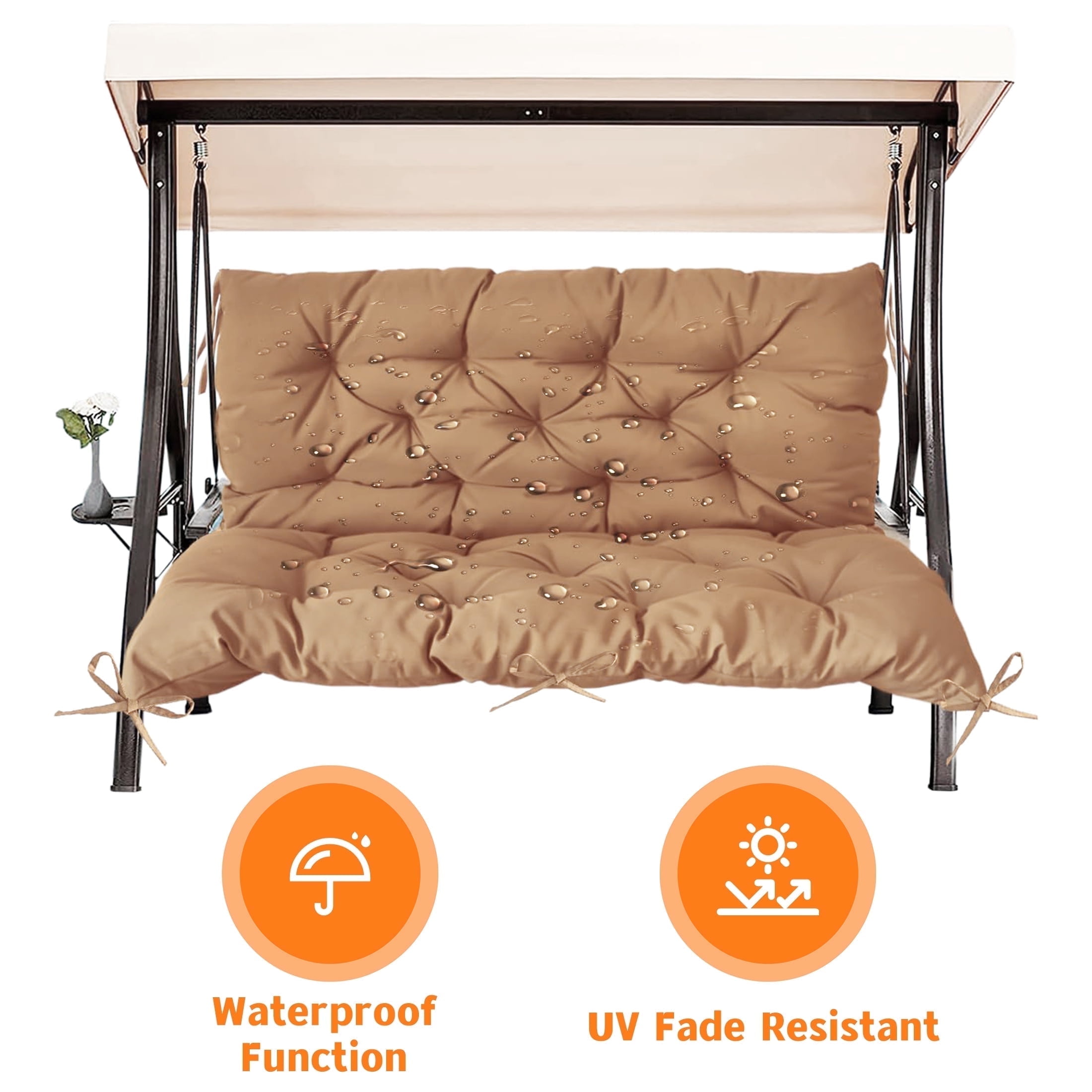 LCGOD Patio Bench Cushion, for Outdoor Swing Chair, Waterproof & Fade Resistant, 60x40x4 in, Coffee