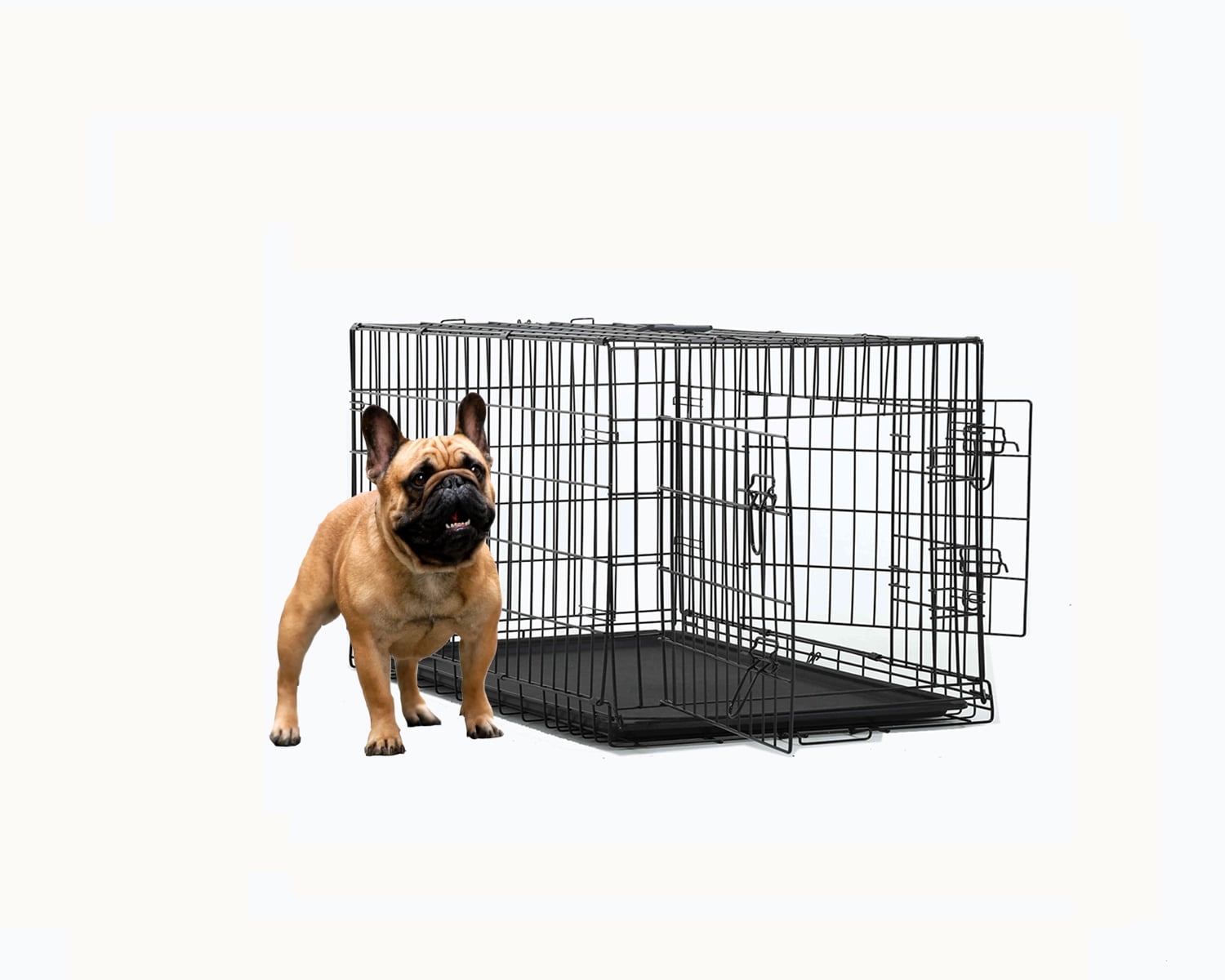 LCH 24 inch Dog Crates for Dogs Folding Metal Wire Crates Dog Kennels