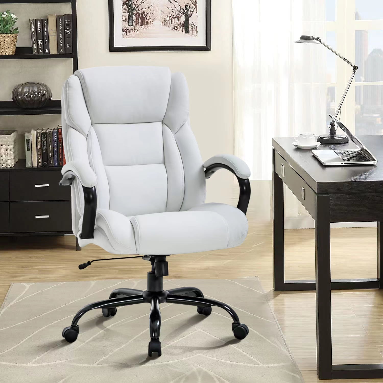 LCH Big and Tall Office Chair 500lb Wide Seat Massage Desk Chair Ergonomic Computer Chair,White ...