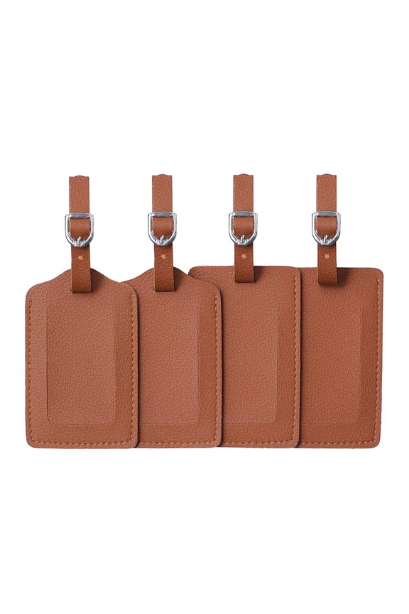 4 Pack Bag Suitcase Labels Leather Luggage Tags for Suitcases, Airplane Travel Essentials for Flying, International Travel Must Haves, and Luggage Accessories