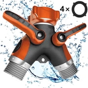 Clouxemli Hose Splitter 2 Way, Heavy Duty Metal Connector, Two Way Garden Hose Splitter, High Flow  Spigot Faucet Bib Adapter, Solid Double Y Shut Off Valve for