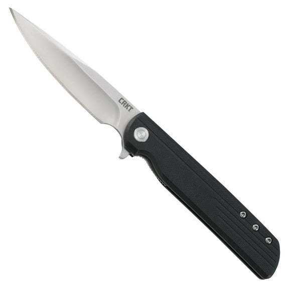 CRKT LCK + Everyday Carry Assisted Folding Knife with Liner Lock: Stainless Steel Plain Edge Blade, Glass-Reinforced Nylon Handle, Pocket Clip, 3801