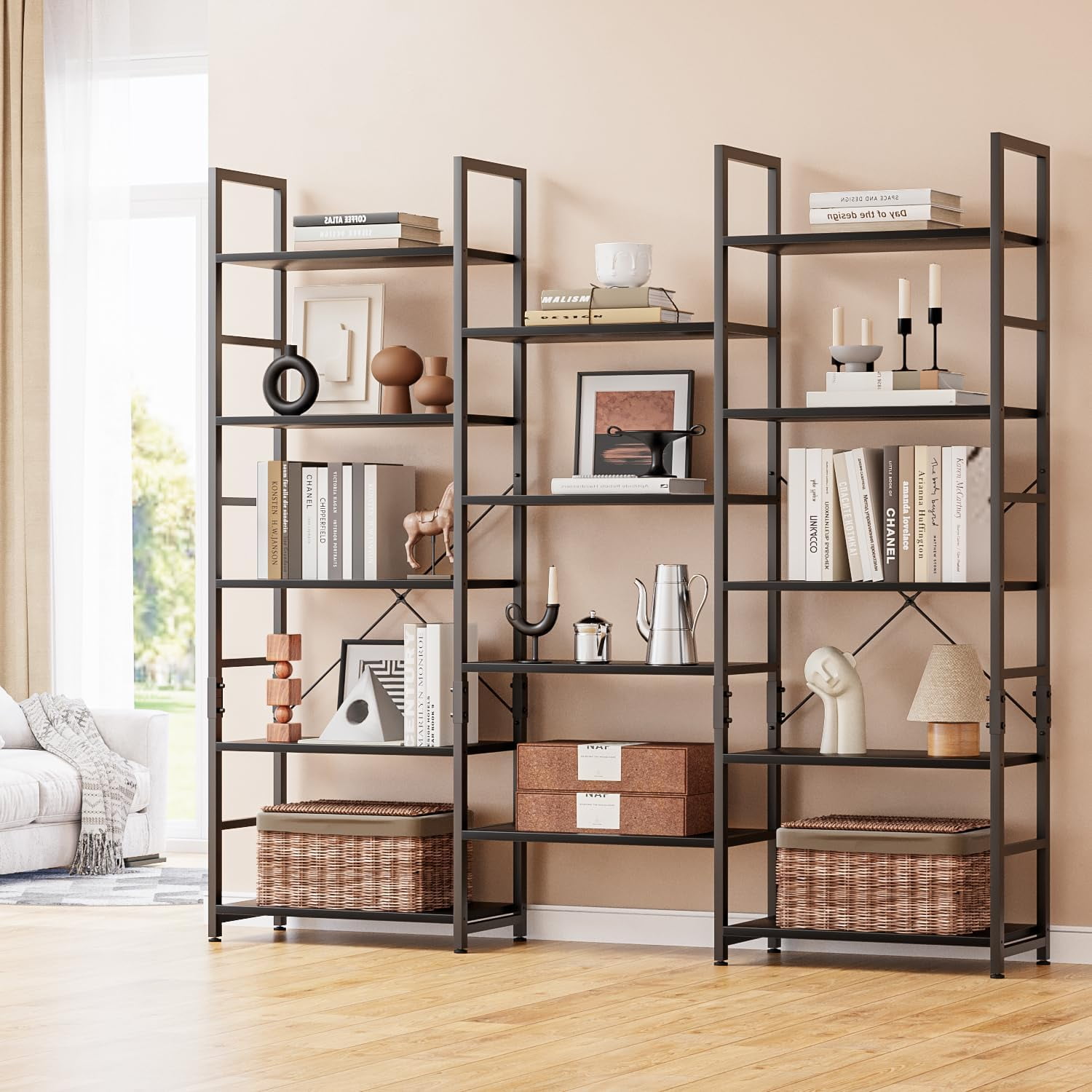 YITAHOME Oval Bookshelf, 5 Tier Etagere Bookcase