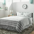 thumbnail image 1 of LCM Home Fashions 7-piece Horizontal Stripe Comforter Set White/Taupe Queen, 1 of 5