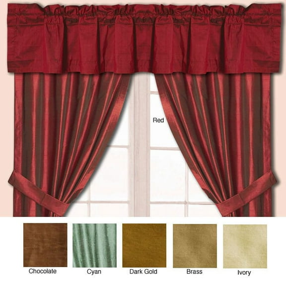 LCM Home Fashions, Inc. Dupioni Silk Window Curtain Pole Top Valance