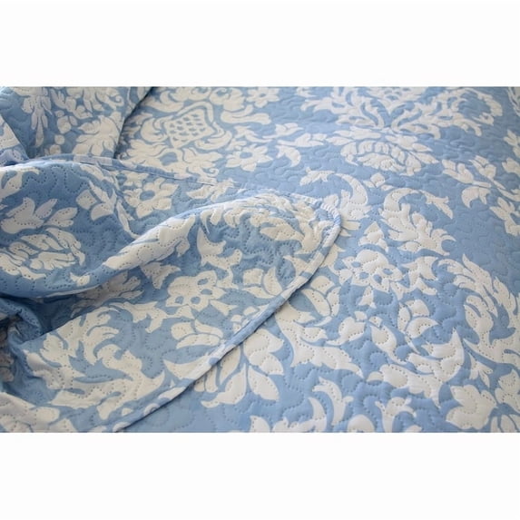 ArtLover Medallion Quilt Set - Twin BLUE Full - Queen 3 Piece Mid-Century Modern