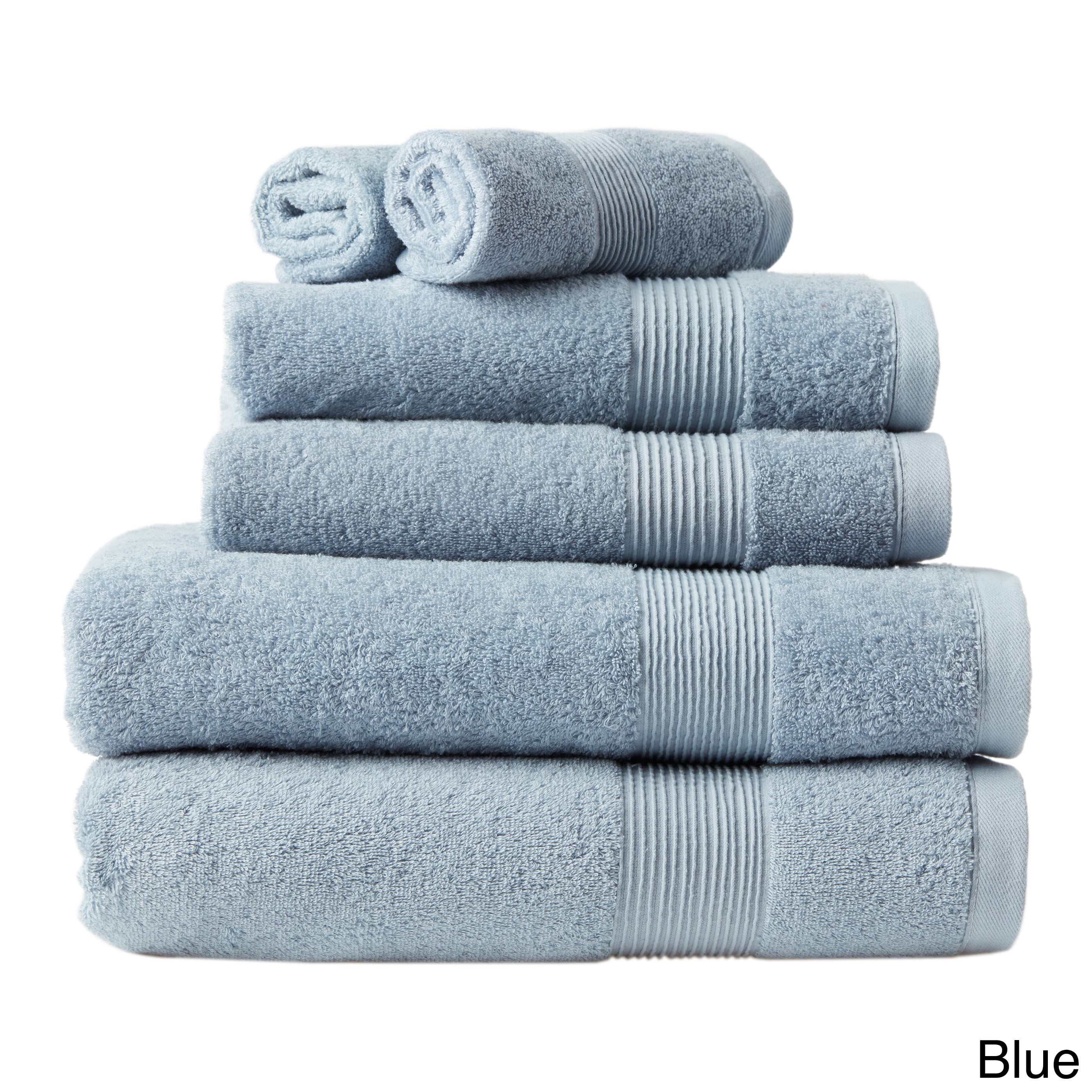 LCM Home Fashions Soft Touch Cotton Bath 6-piece Towel Set Light Blue ...