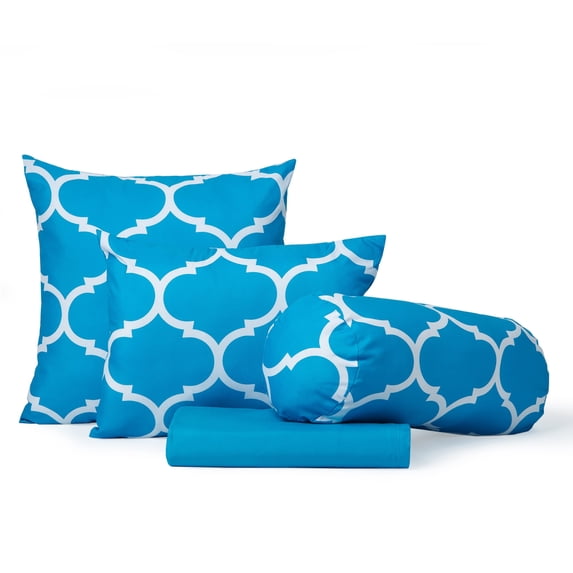 LCM Home Fashions Trellis 7-Piece Comforter Set Blue Twin