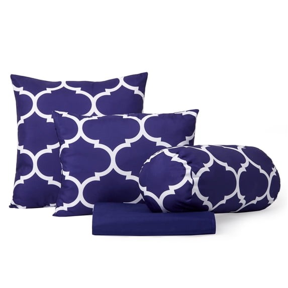 LCM Home Fashions Trellis 7-Piece Comforter Set Purple Queen