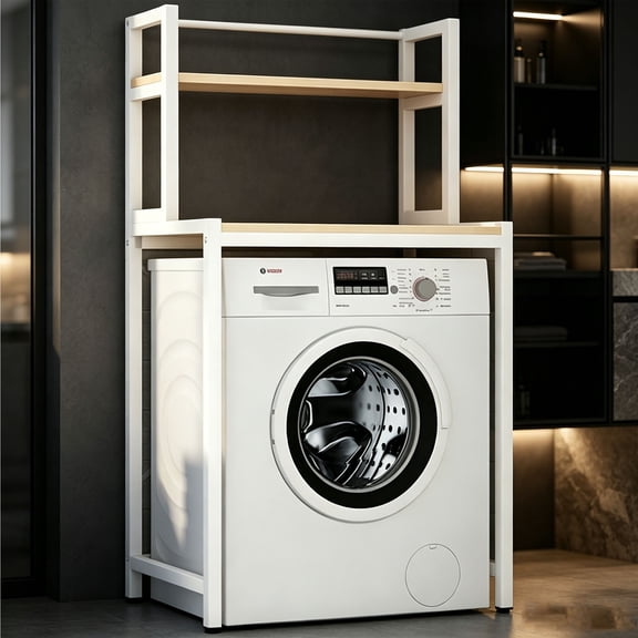 LCNDKF 2-Tier Stable Washer Over Storage Shelf Laundry Room Storage Organizer 27.16*23.62*59.84in