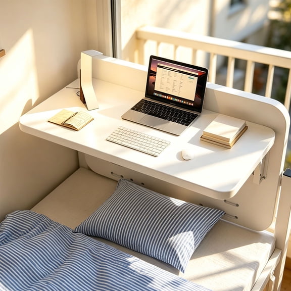 LCNDKF Dorm Bed Side Foldable Desktop, 23.62*11.81*15.75in, White