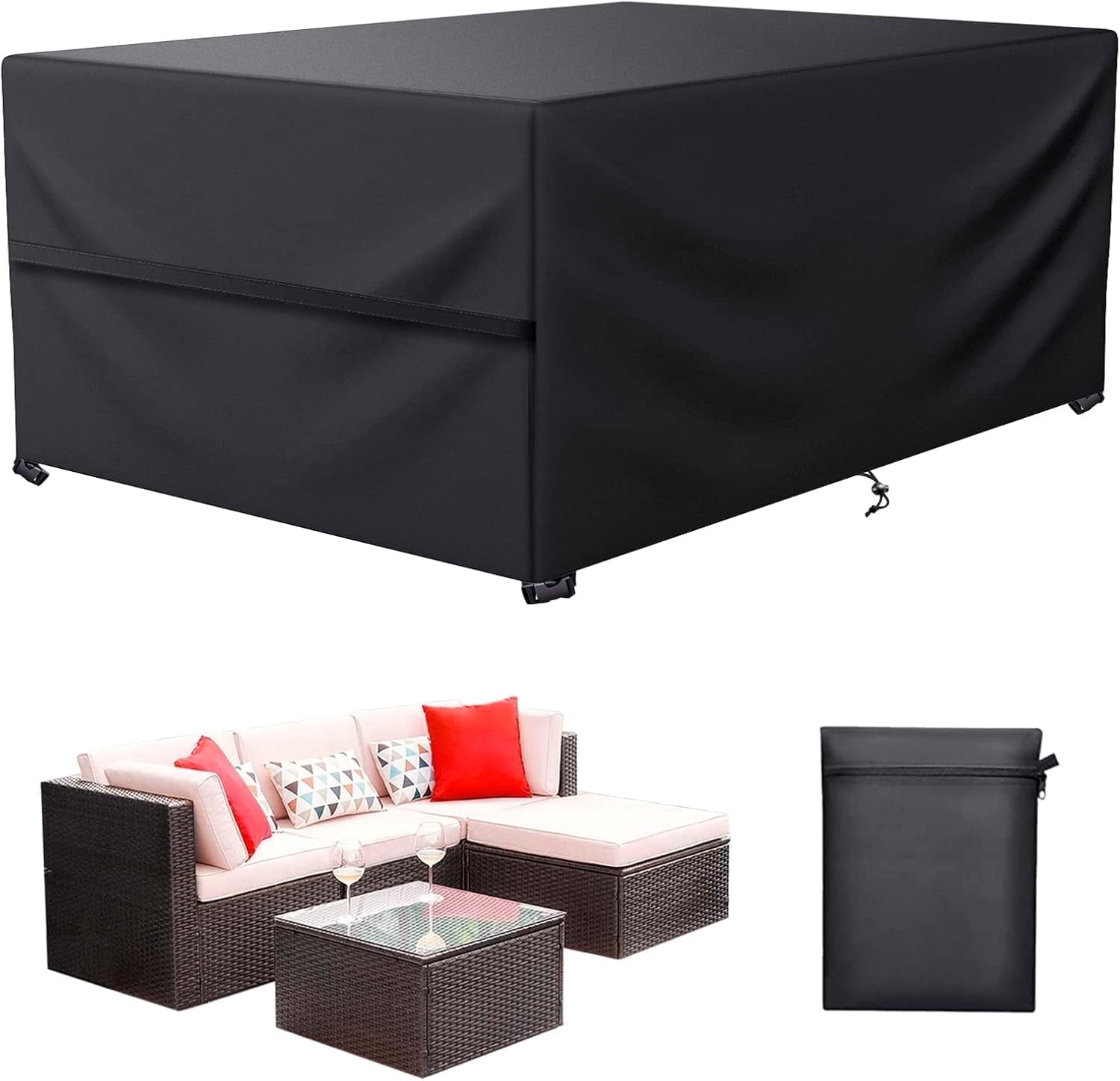 LCOGD Patio Furniture Cover,Outdoor Furniture Covers Waterproof General Purpose, Outdoor Sofa Sets Covers Heavy Duty Windproof Anti-UV67 Lx37 Wx27.5 H