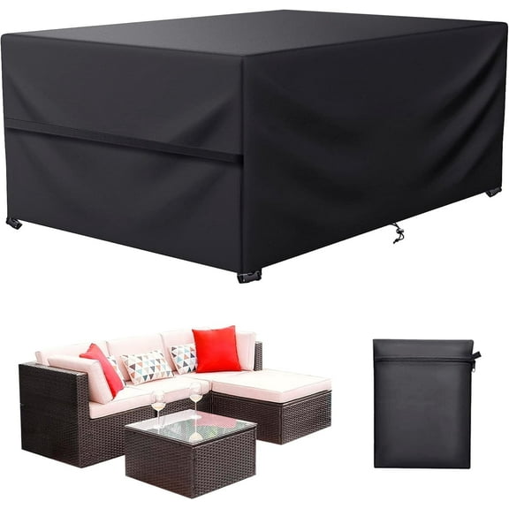 LCOGD Patio Furniture Cover ,Waterproof Outdoor Sectional Couch Set Covers ,General Purpose, Outside Table and Chair Covers,Rectangular Heavy Duty Weatherproof 106”Lx79”Wx30”H