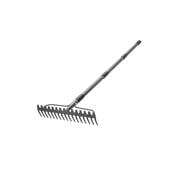 LCOKEIY 48 Adjustable Garden Rake for Leaves with 17 Tines, Heavy Duty Metal Thatch Rake for Lawn Yard Loosening soil