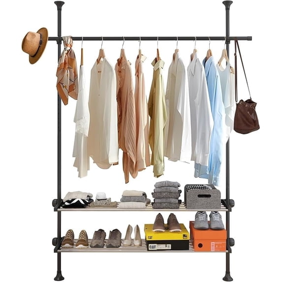 Stagging Rack Walmart LCOKEIY Clothes Rack for Hanging Clothes, No Dill Freestanding Clothing ...