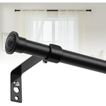 LCOKEIY Black Curtain Rod with Brackets for Windows 28 to 64 inches , 5/8 Inch Metal Pole, Modern Simplicity Décor Style