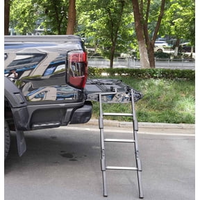 LCOKEIY Foldable Truck Tailgate Ladder with Anti-slip Step Grip Plates, Durable Steel Tailgate Rack for Pickup, Black