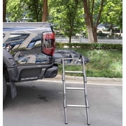LCOKEIY Foldable Truck Tailgate Ladder with Anti-slip Step Grip Plates, Durable Steel Tailgate Rack for Pickup, Black