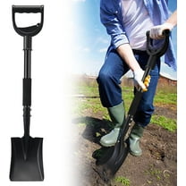 LCOKEIY Garden Flat Shovel,Snow Shovel, 31" Small Transfer Shovels Heavy Duty Portable Mini Spade with Curved D-Handle for Gardening, Digging, Camping, Car- Black