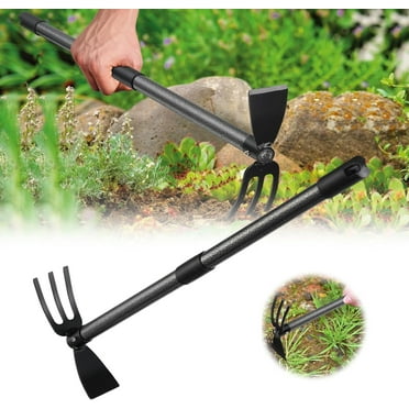 LCOKEIY Hoe Garden Tool with Two-Head, 31" Adjustable Long Handle Hoe and Cultivator