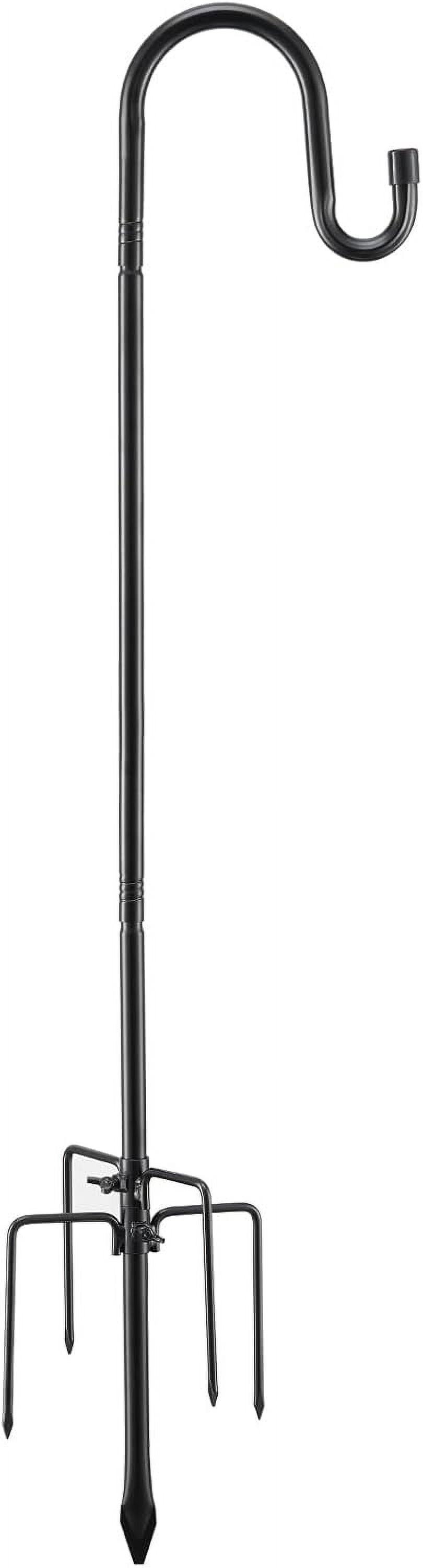Shepherds Hook for Outdoor, 62 Inch Adjustable Bird Feeder Pole with 5 Prong Base, Garden Hanger Stand for Hummingbird Feeder, Wind Chime, Lantern