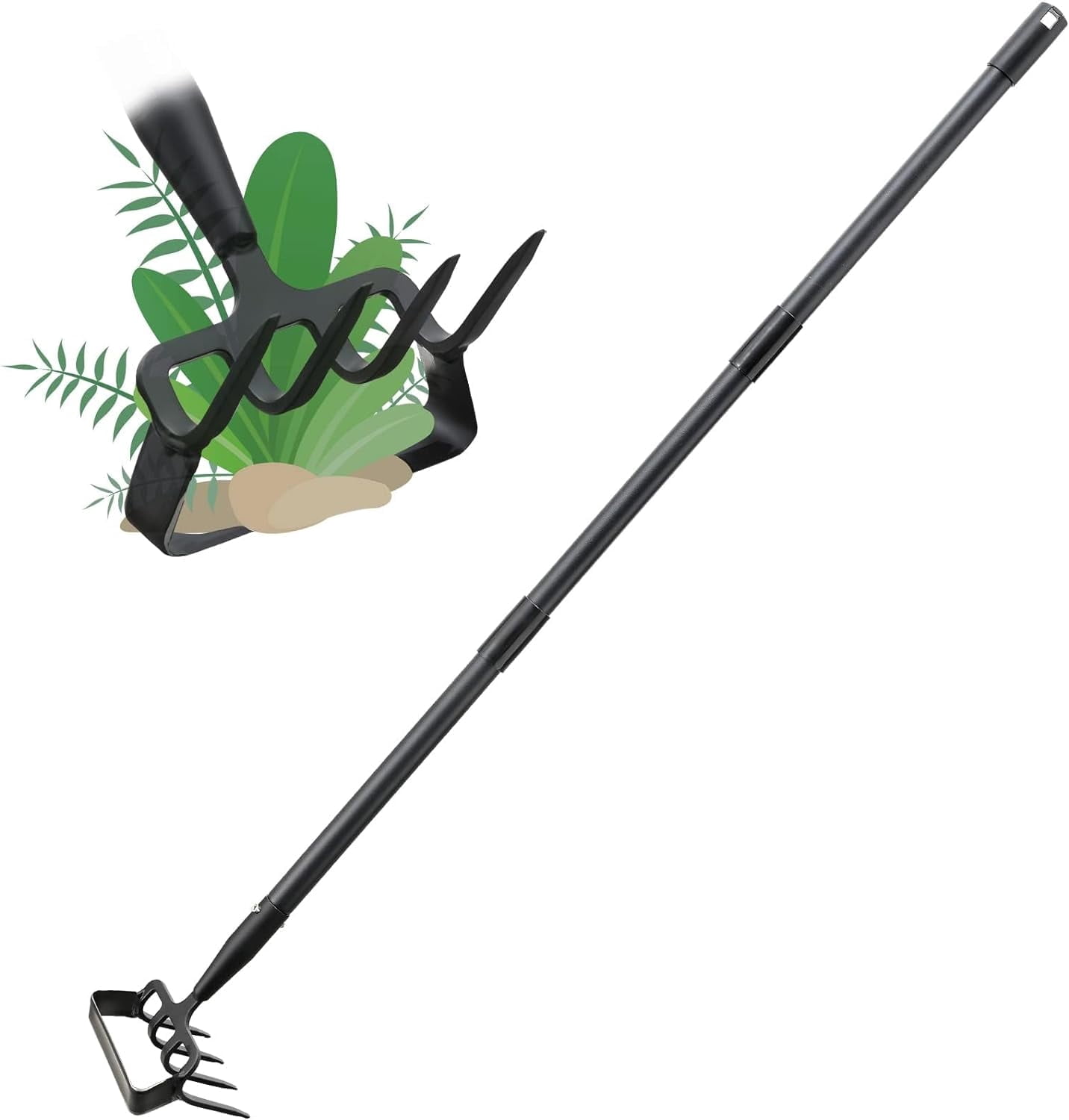 LCOKEIY Stirrup Hoe and Cultivator with Adjustable Handle 32-73inch, Heavy Duty Scuffle Garden Hoe Gardening Hand Tools