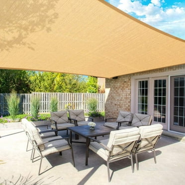 LCOKEIY Sun Shade Sail Canopy 6/8/10/12/16/20ft, 95% UV Block Rectangle Sunshade Canopy for Backyard Yard Patio Garden Outdoor，16ft x 20ft Sand