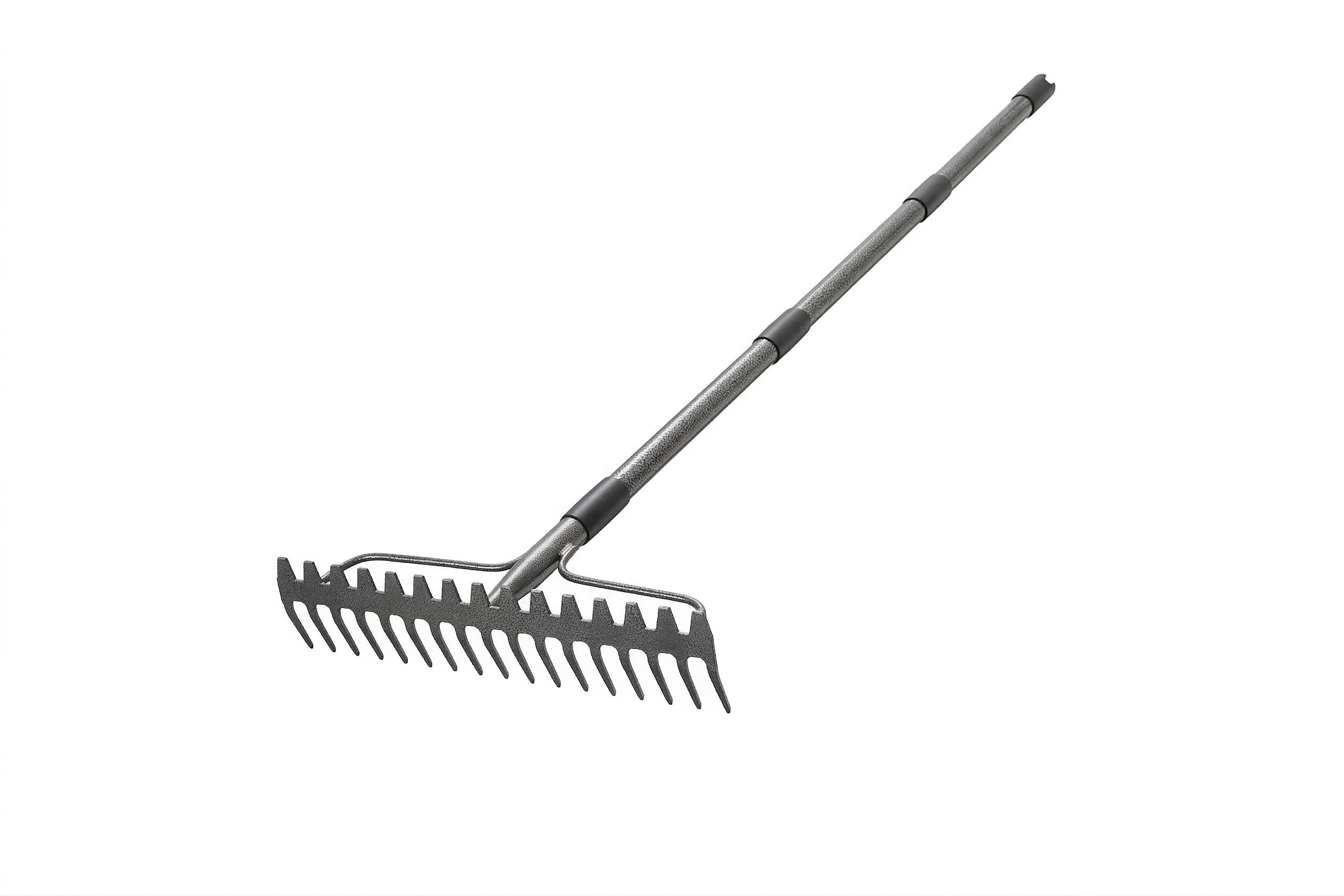 LCOKEIY 77" Adjustable Garden Rake for Leaves with 17 Tines, Heavy Duty Metal Thatch Rake for Lawn Yard Loosening soil