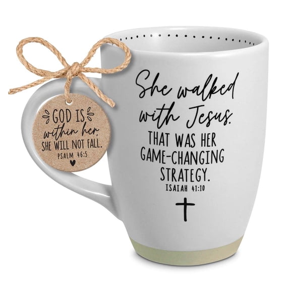 LCP 18308 17 oz She Walked Jesus White Ceramic Mug