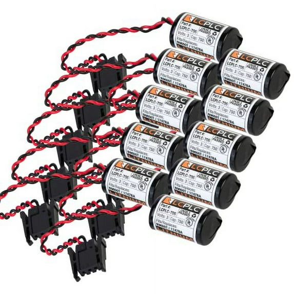 LCPLC-706 Replacement Batteries - 3 Volt Lithium Manganese Dioxide Battery 750mAh - Non-Rechargeable PLC Batteries for Programmable Logic Controllers - Fits B9650T, 1747-BAS, C14250SE-C Battery Packs
