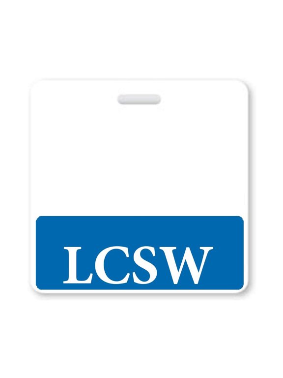 LCSW Badge Buddy - Heavy Duty Horizontal Badge Buddies for Social Workers - Spill & Tear Proof Cards - 2 Sided USA Printed Quick Role Identifier ID Tag Backer by Specialist ID (1, Blue)