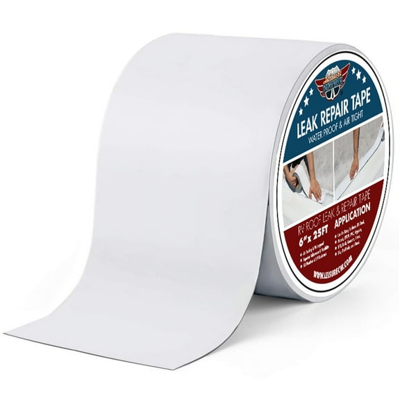 LCW 6" x 25' RV Leak Repair Tape UV Weatherproof Roof Seal Sticky White
