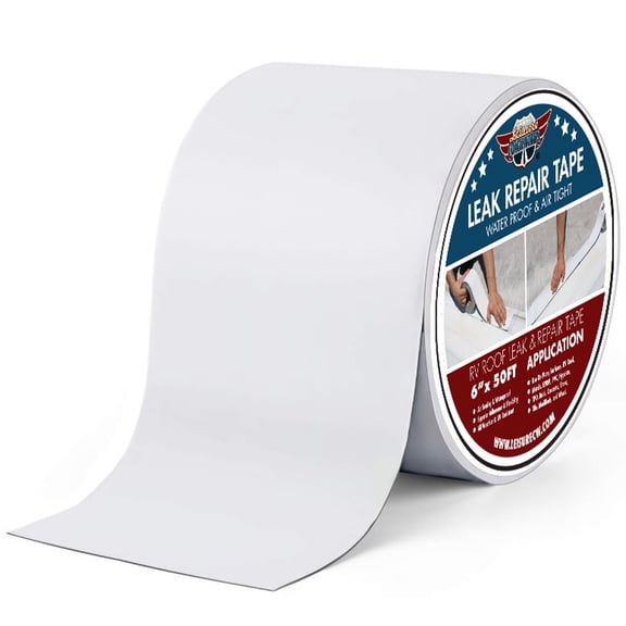 LCW 6" x 50' RV Leak Repair Tape UV Weatherproof Roof Seal Sticky White