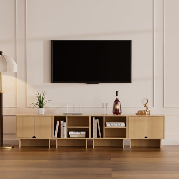 LCZY Modular TV Stand for 100-Inch TV,Modern 4pcs Storage Sideboards,Bookcase,End Table,Nightstand,Buffet Cabinets,Coffee Table for Living Room,Dining Room,Bedroom, Natural