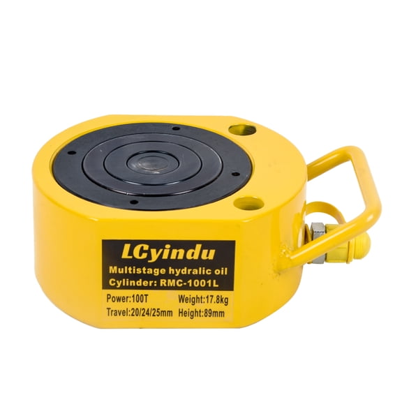 LCyindu 100T Hydraulic Cylinder Jack 2.72"(69mm) Stroke Solid Single Acting Multi-Section Stoke Hydraulic Ram Cylinder Hydraulic Lifting Cylinders Portable for Machinery, Bridge(100T 2.72Inch)