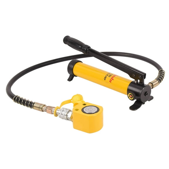 LCyindu 10T 22046lbs 0.43" Low Profile Hydraulic Cylinder Jack Kit + CP-180 400cc 10000psi Manual Hydraulic Hand Pump Hydraulic Porta Power Kit for Shipbuilding, Bridge, Construction