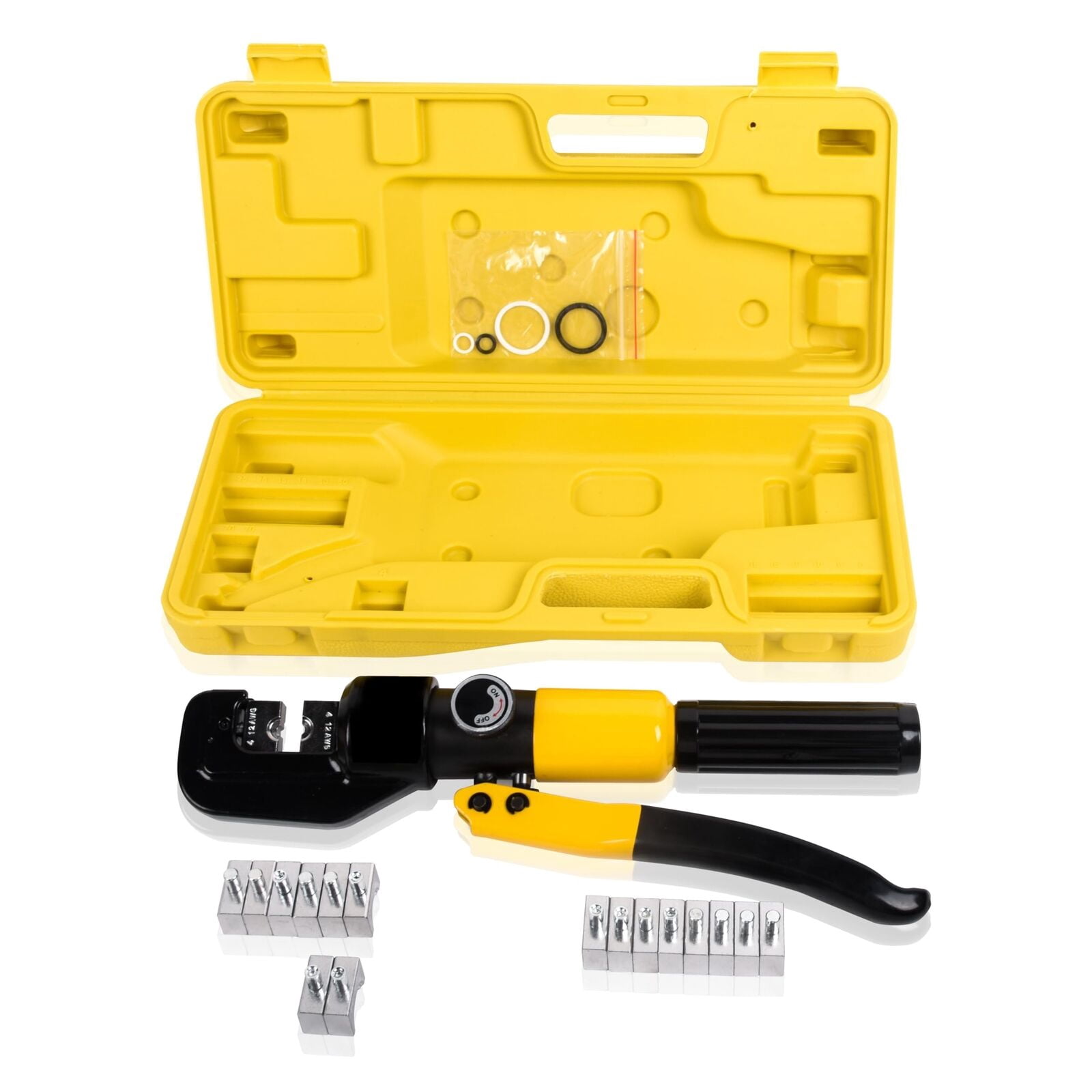 LCyindu 10T Hydraulic Crimping Tool 12-2/0AWG Hydraulic Cable Crimping Tool w/9 Dies