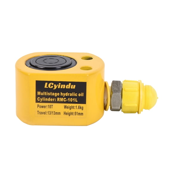LCyindu 10T Hydraulic Cylinder Jack 0.98"(25mm) Stroke Solid Single Acting Multi-Section Stoke Hydraulic Ram Cylinder Hydraulic Lifting Cylinders Portable for Machinery, Bridge(10T 0.98Inch)