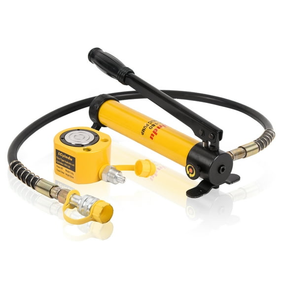 LCyindu Low Profile Hydraulic Cylinder Jack Kit 20T 44092lbs 0.51" + CP-180 400cc 10000psi Manual Hydraulic Hand Pump Hydraulic Porta Power Kit for Shipbuilding, Bridge, Construction