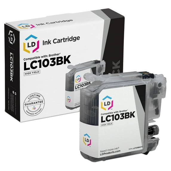 LD Brother Compatible LC103BK High Yield Black Ink Cartridge for the MFC J245, J285DW, J450DW, J470DW, J475DW, J650DW,