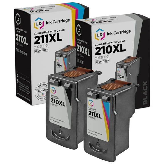 LD Products Canon Compatible Replacement PG-210XL & CL-211XL Set of 2 High Yield Ink Cartridges