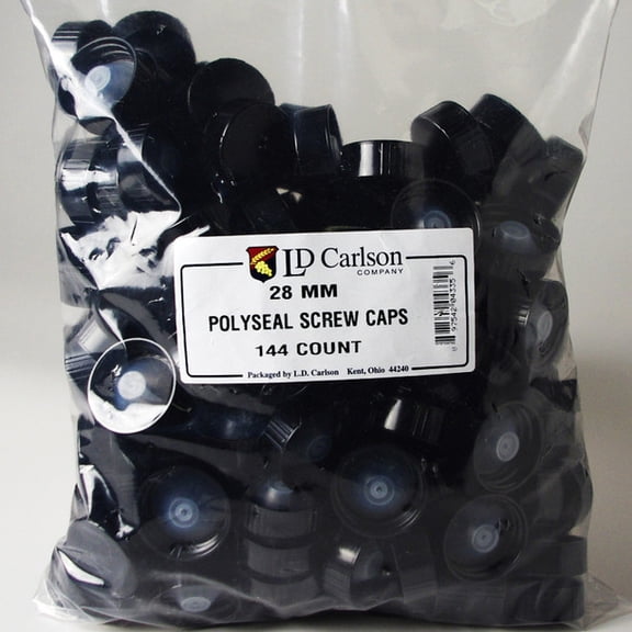 LD Carlson 28 mm Polyseal Screw Caps 72 Count
