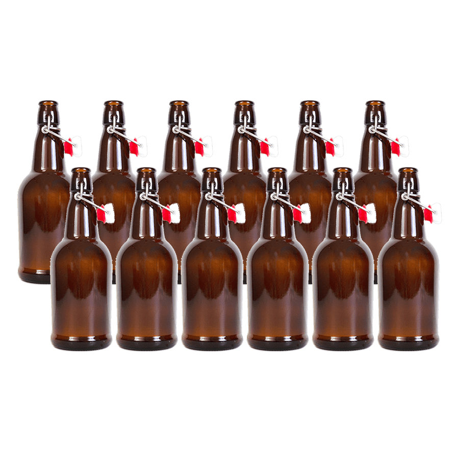 LD Carlson Amber Flip-Top Bottles 16 oz. - 12/Case