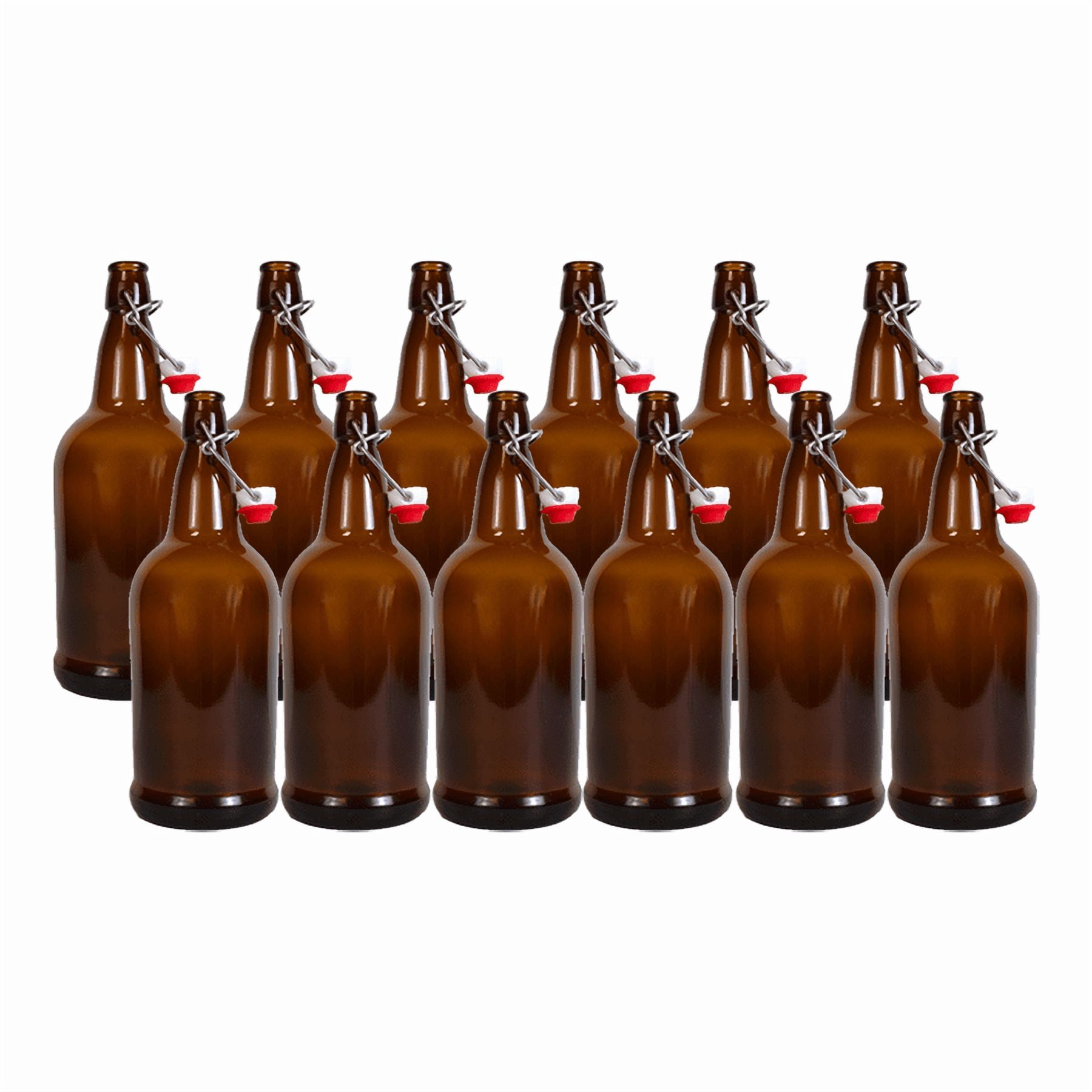 LD Carlson Amber Flip-Top Bottles 1L - 12/Case