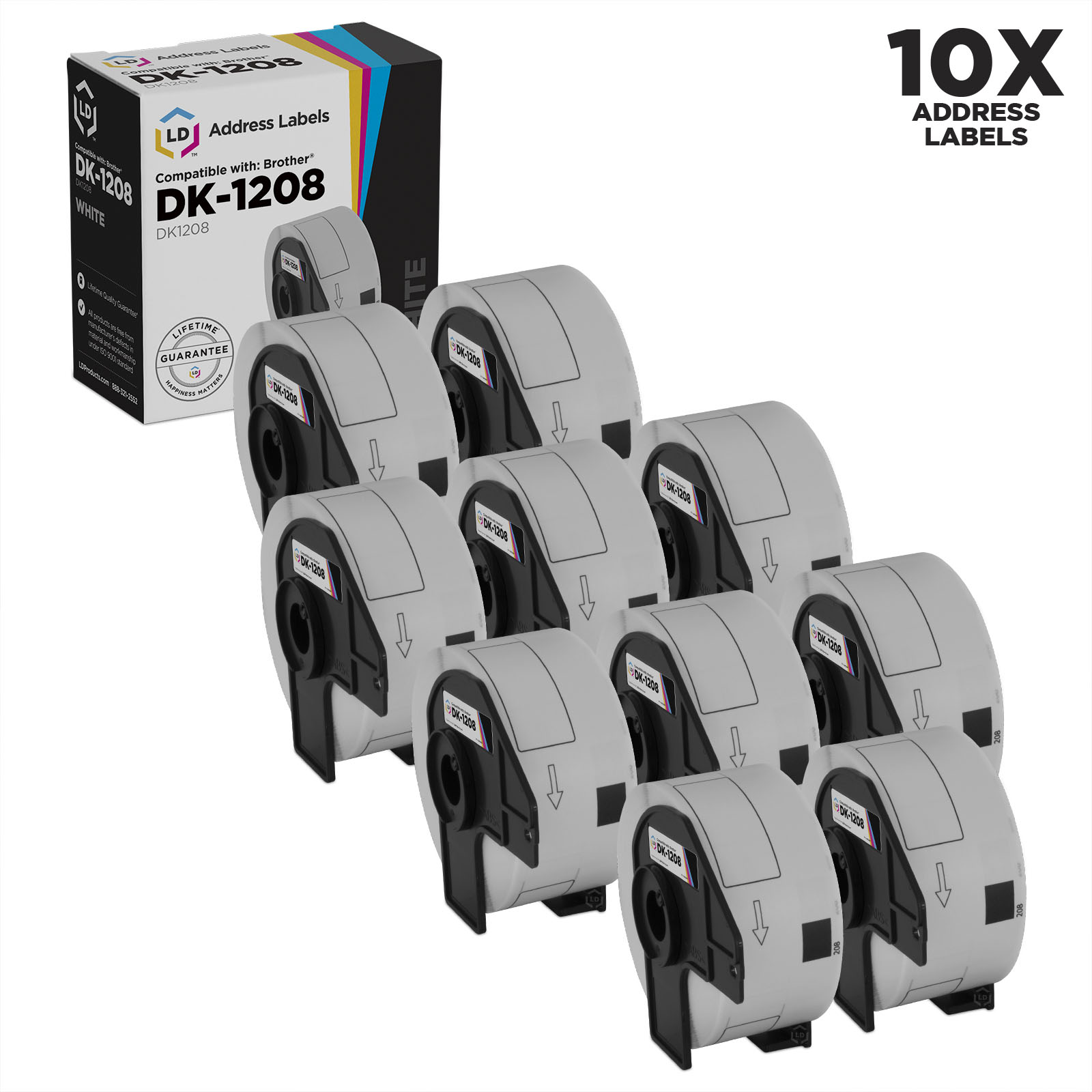 LD Compatible Address Label Replacement for DK-1208 1.4 in x 3.5 in (400 Labels, 10-Pack, White) - image 1 of 1