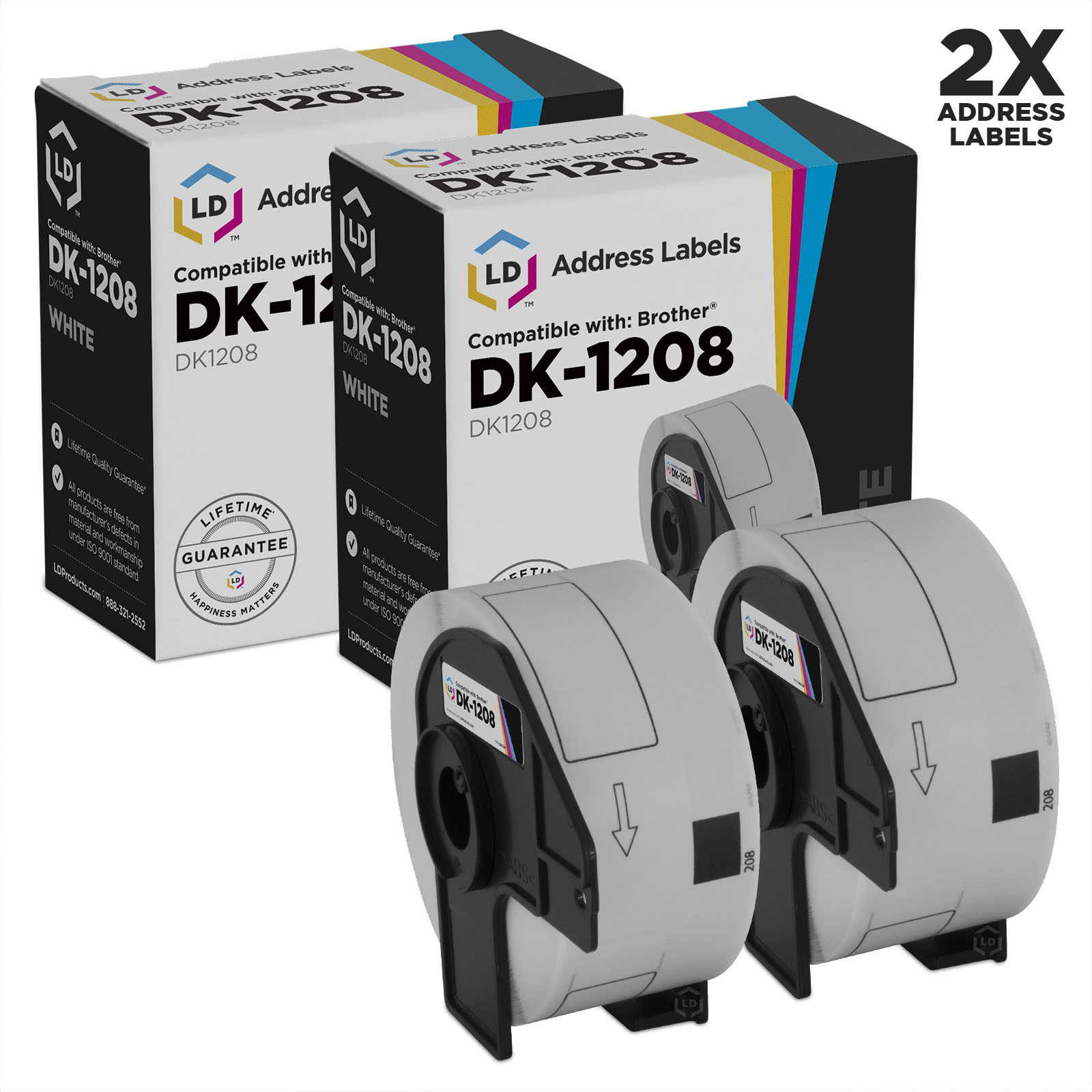 LD Compatible Address Label Replacement for DK-1208 1.4 in x 3.5 in (400 Labels, 2-Pack) - image 1 of 1