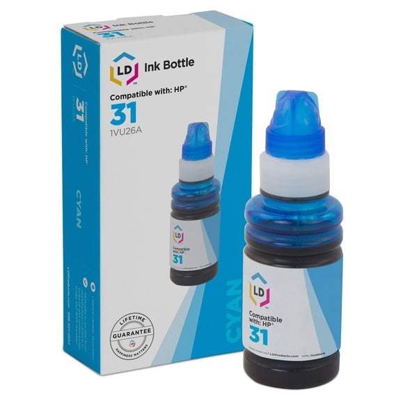 LD Products Compatible Replacement HP 31 / 1VU26AN Cyan Ink Bottle for Smart Tank Plus 551, 651