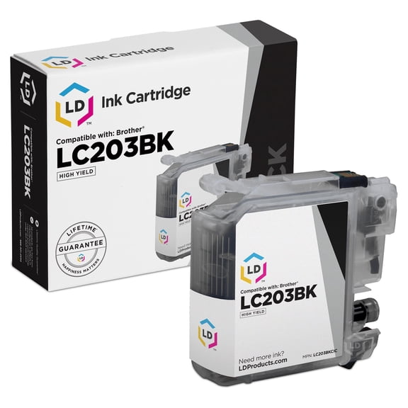 LD Compatible Ink Cartridge Replacement for Brother LC203BK High Yield (Black)