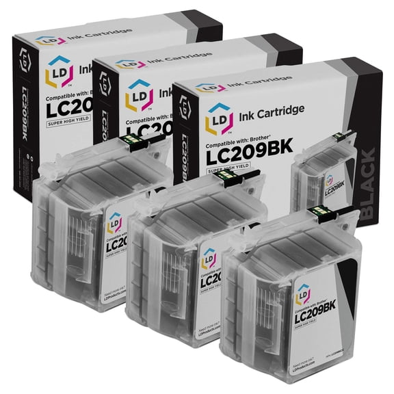 LD Compatible Replacement Brother LC209BK 3PK EHY BLK Inkjets for MFCJ5620DW/J5520DW/J5720DW